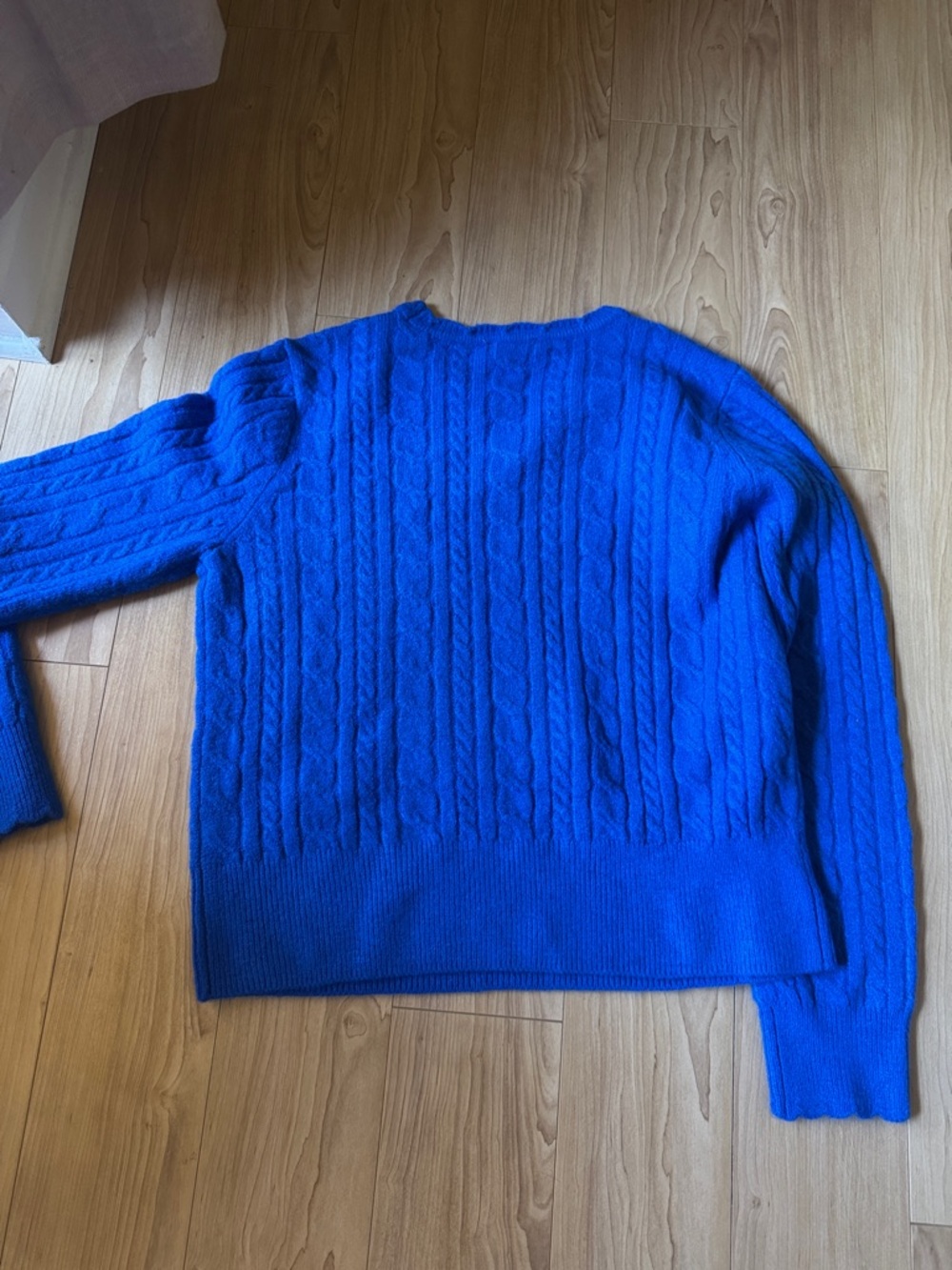 CeCe Bright Blue Cable-Knit Crewneck Sweater - Picture 3 of 3